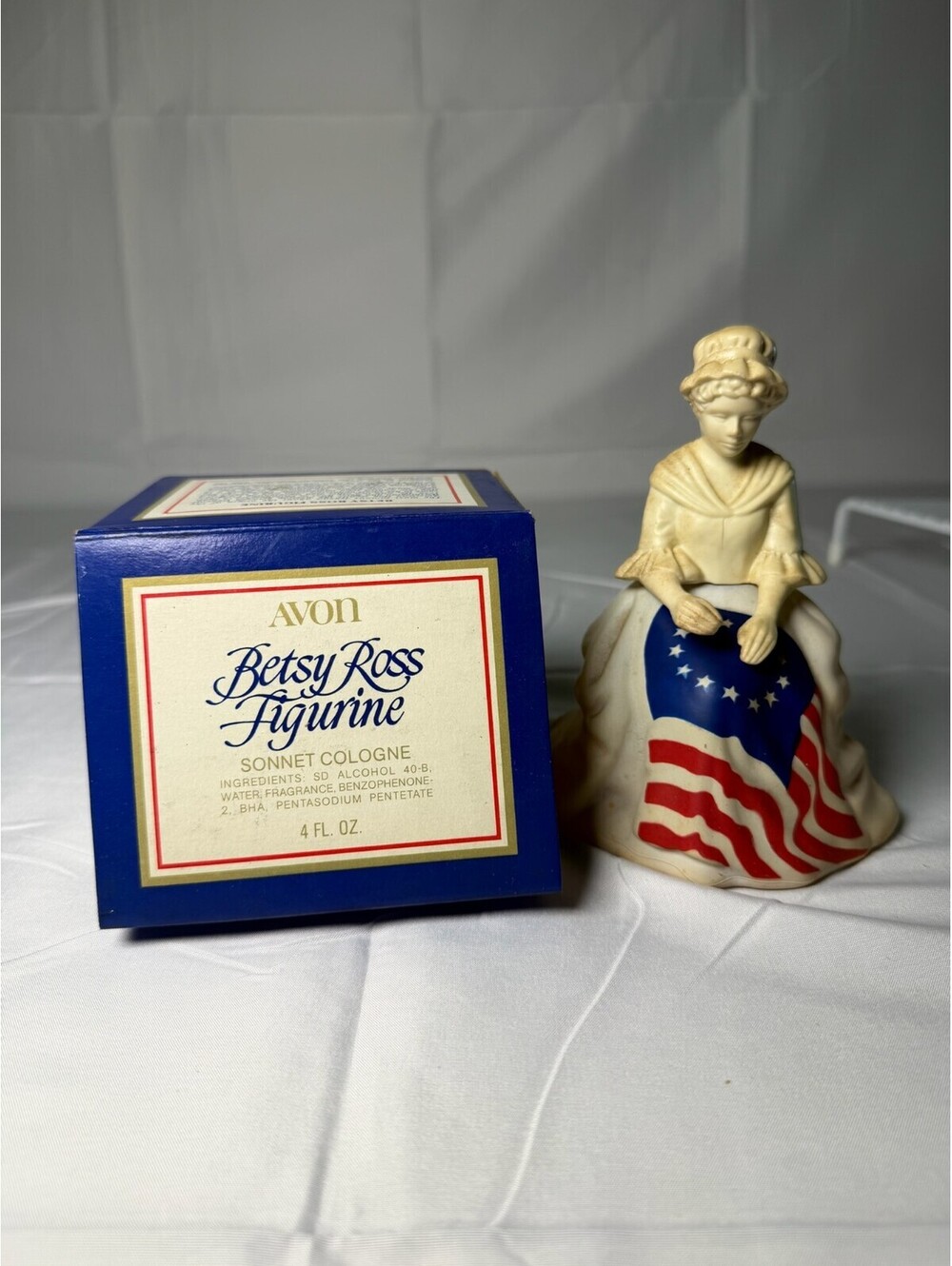 Vintage Avon Betsy Ross Figurine Sonnet Cologne
